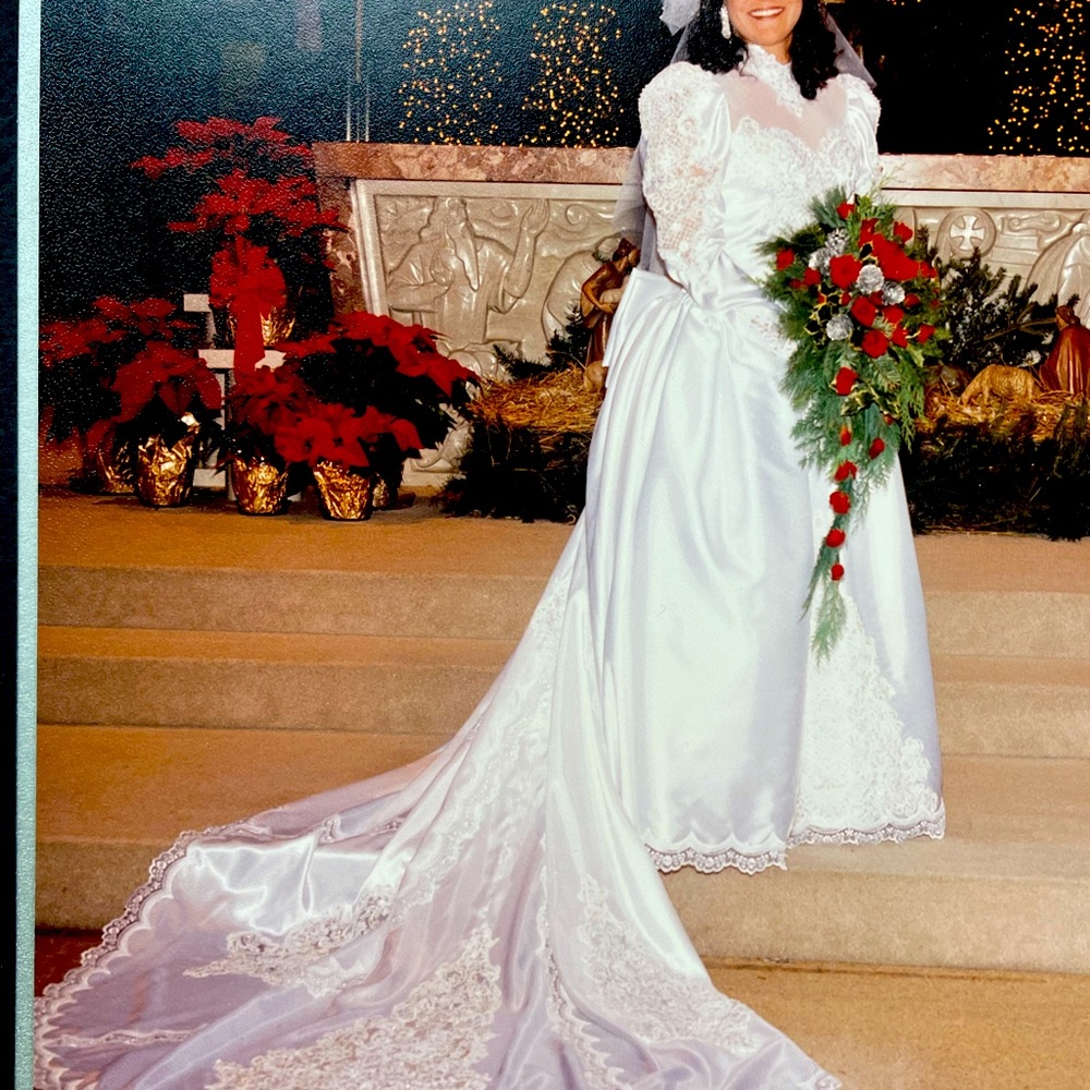 Wedding dress professionally preserved.